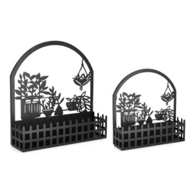 Set 2 Porta Fiore Rosangela Piantine Nero per uso interno ed esterno.