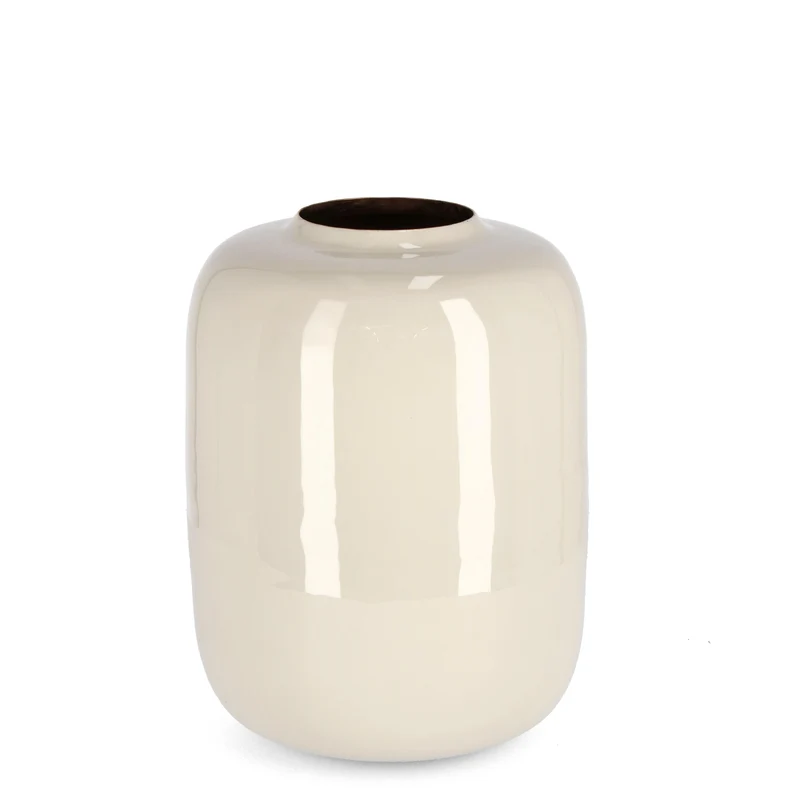Vaso velma beige in metallo solo per uso decorativo
