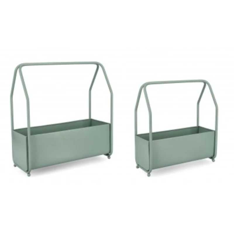 Set 2 PortaFiore Keyra Rettangolare Salvia per uso interno ed esterno.