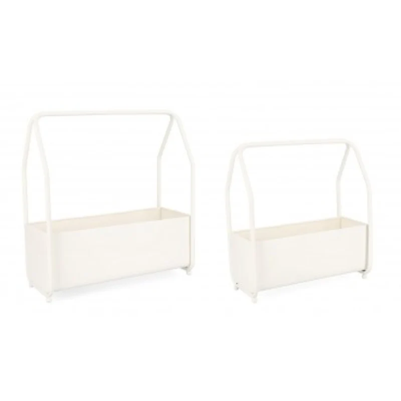 Set 2 PortaFiore Keyra Rettangolare Bianco per uso interno ed esterno.