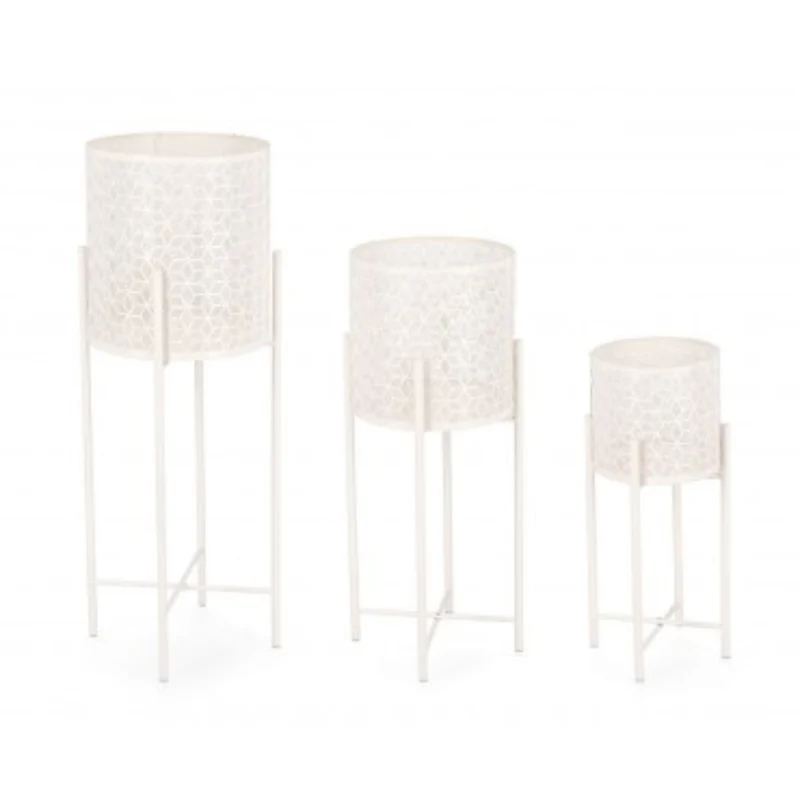 SET3 PortaVaso Sunil Tondo Alto Bianco per uso interno ed esterno.