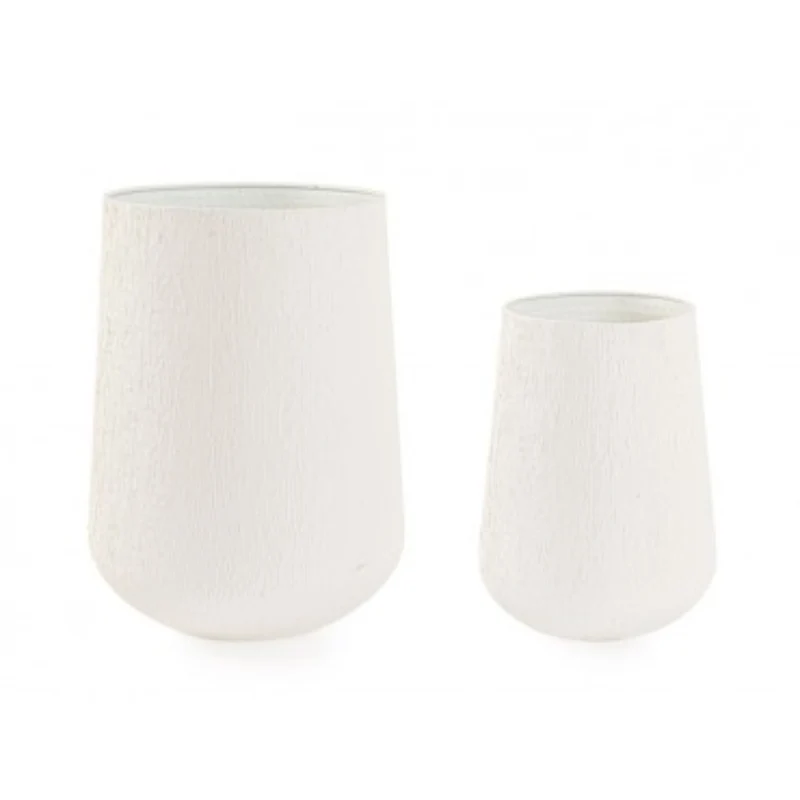 Set 2 Portavasi Kenar Tondo Beige Alto prodotto fatto a mano