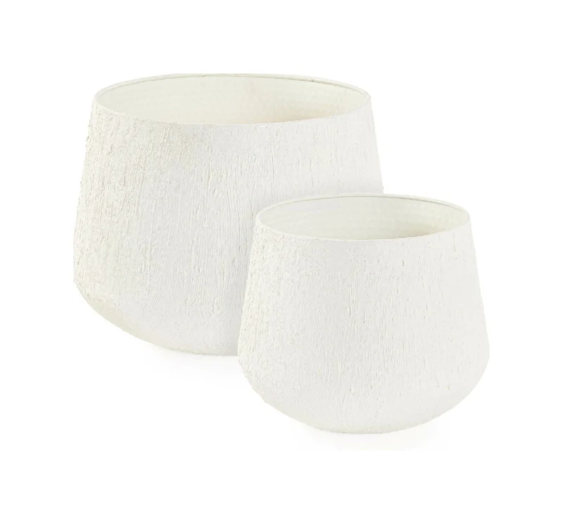 Set 2 Portavasi Kenar Tondi Beige prodotto fatto a mano