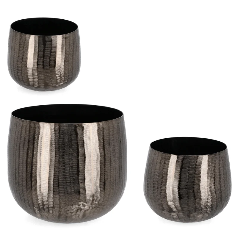 Set 3 portavaso chisel antracite in alluminio artigianale uso decorativo
