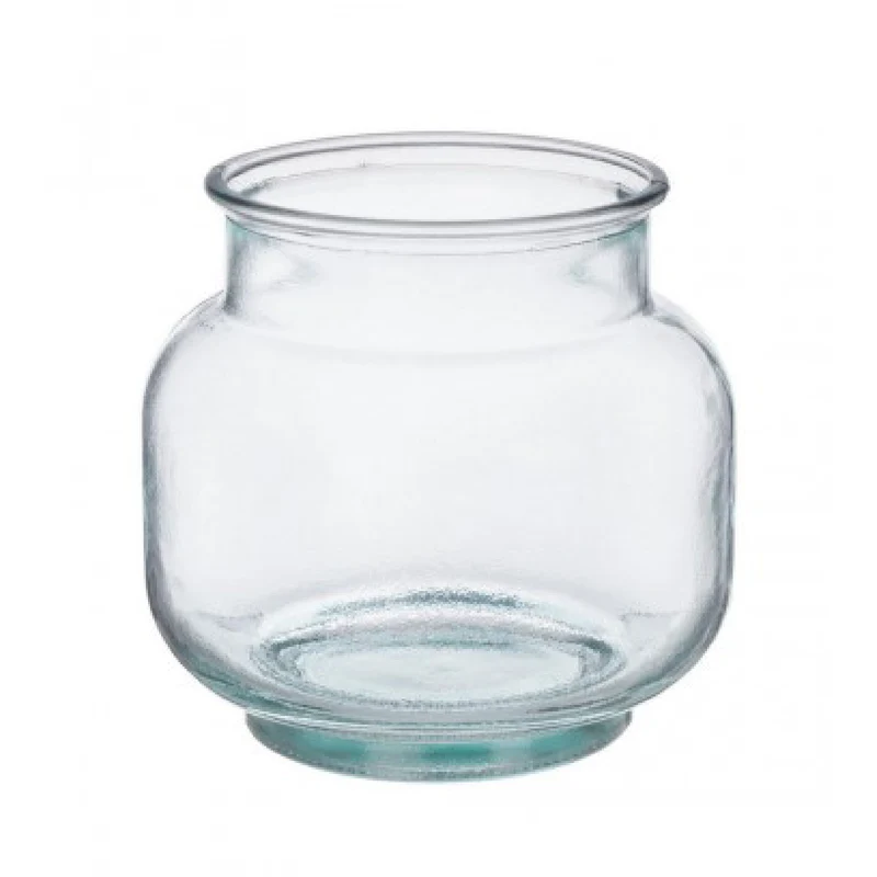 Vaso candela in vetro trasparente reciclato per uso interno Ø20x18h