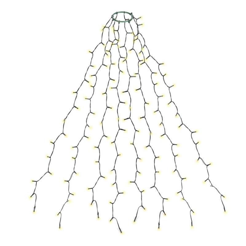 SALCAR Luci Albero Natale, 2M 8 Fili 280 LED Luci Decorazione Natale per Albero con Anello, 8 Modalità, Impermeabile IP44 Luminarie Natalizie Cascata per Interno Esterno, Bianco Caldo