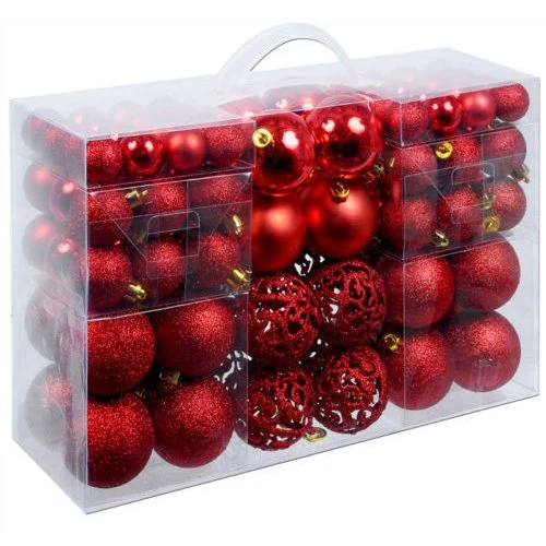 Bakaji Confezione 100 Palline Di Natale Diametro 3/4/6 cm Addobbi e Decorazioni Per Albero Di Natale (Rosso)