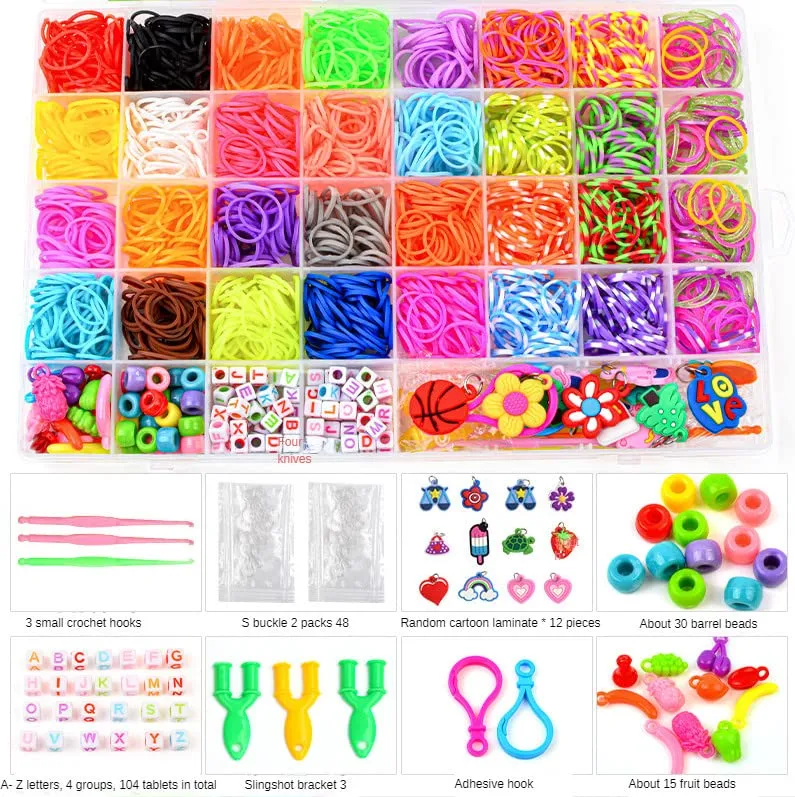 TONZACK 40 Kit Braccialetti Elastici a Griglia,Più Di 2800 Pezzi Braccialetti Colorati,Regali Di Natale Per Bambini Premium Fai-Da-Te,Con Vari Accessori Perline e Telai,In 32 Colori