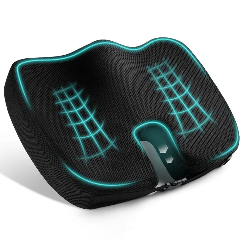Ainiv Cuscino del Sedile in Memory Foam, Cuscino del Coccige Antiscivolo Regolabile per Seggiolino Auto, Sedia da Ufficio o Sedia, Adatto per Alleviare il Dolore Alla Schiena, All'anca e al Coccige