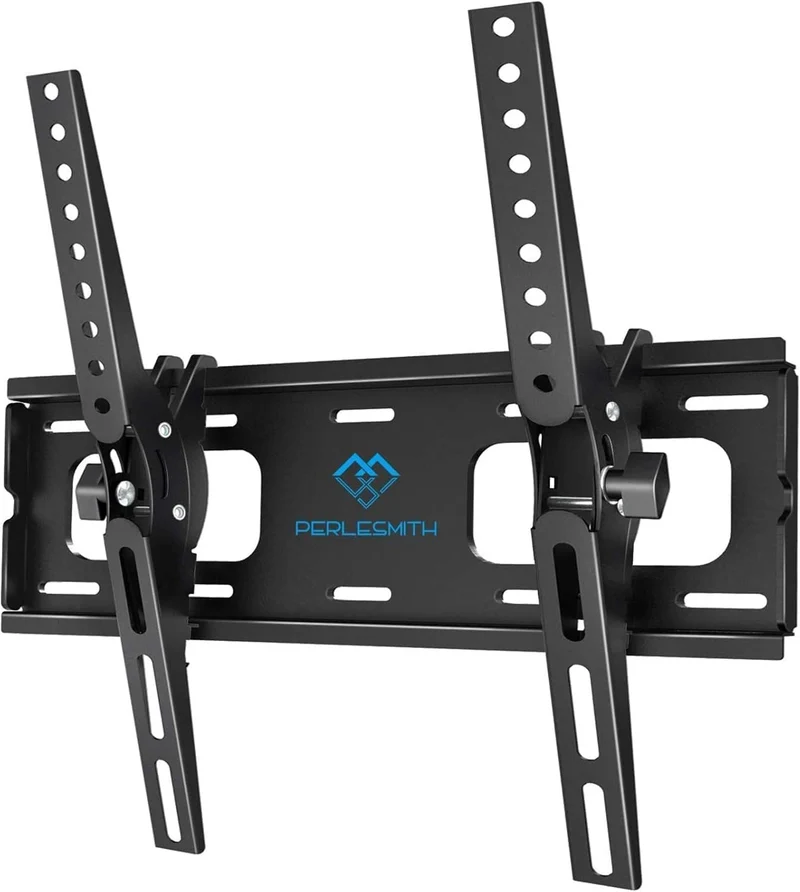 PERLESMITH Supporto TV Parete con Inclinazione Senza Attrezzi, Staffa TV Inclinabile da 26-65 Pollici Fino a 60 kg, Max VESA 400x400 mm