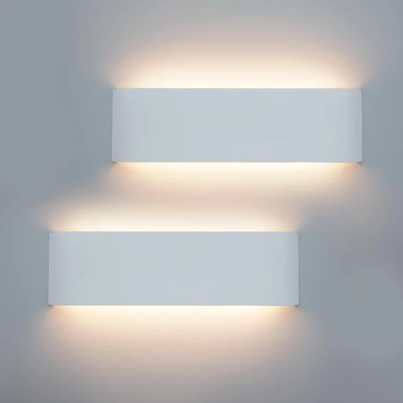 KICAAO 2pz Lampada Interno LED moderne Applique da Parete Illuminazione Bianco Caldo 3000K Luce Alluminio 28.5 12W per Casa Soggiorno Camera da Letto Scale