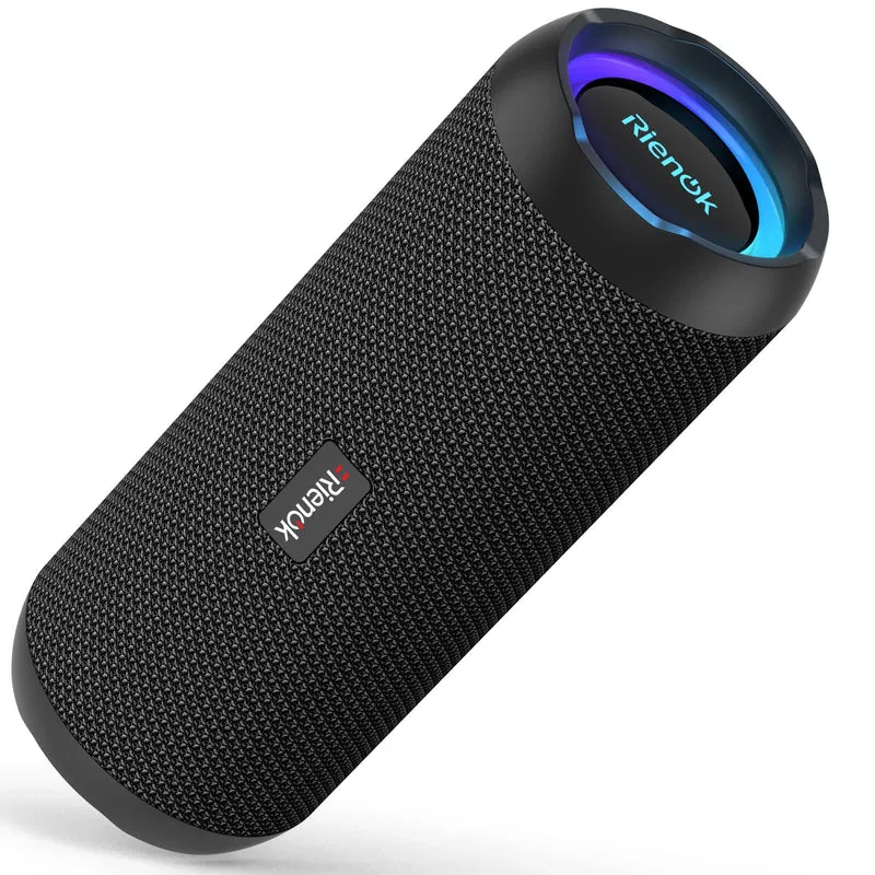 RIENOK Cassa Bluetooth Portatile Potente 30W IPX7 Impermeabile Altoparlante Bluetooth, Bassi Potenti, Luce LED, AUX & Micro SD