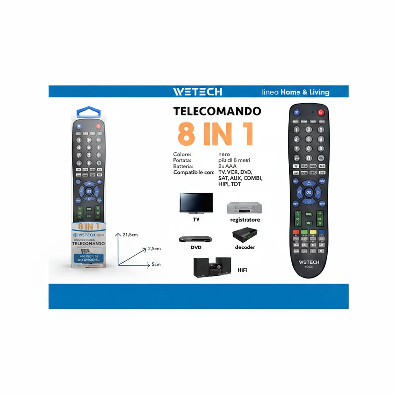 Wetech Telecomando Tv Universale 8In1
