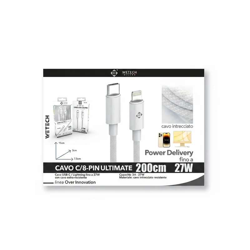 Wetech Cavo Usb C-8Pin 200Cm 27W
