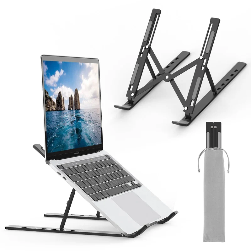 GRIFEMA GB1054B Supporto PC Portatile, Alluminio, Antiscivolo, Regolabile a 6 Angolazioni, Laptop Stand Compatibile con Laptop da 10-17,3 Pollici e Tablet - Nero