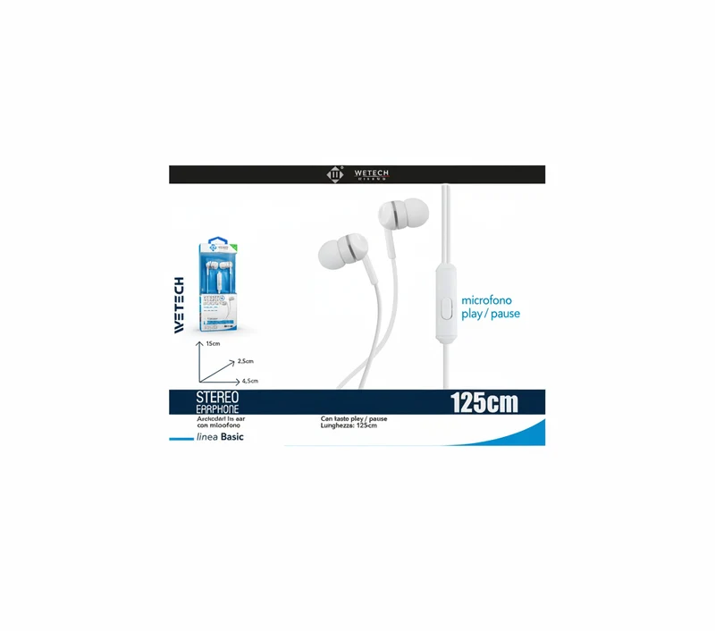 Wetech Auricolari In-Ear Basic Con Microfono - Bianco