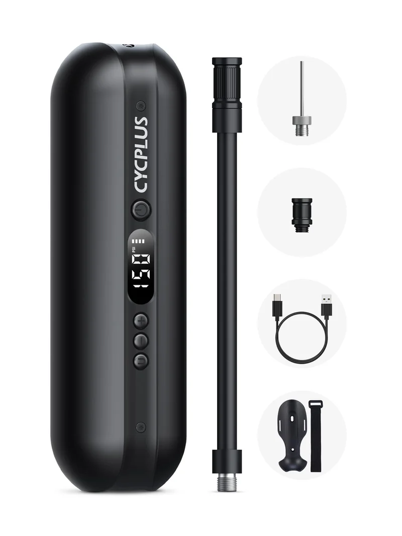 CYCPLUS 150PSI Pompa d'Aria elettrica Compressore Portatile Mini Gonfiatore con LED Digitale LED Luce Ricaricabile Li-Ion per Tutti i Tipi di Biciclette Auto Moto e Altre Palline