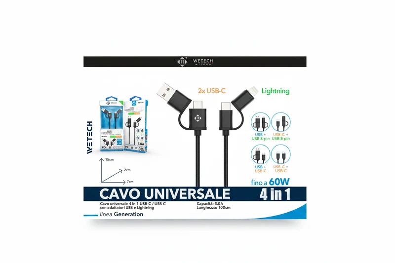 Wetech Cavo Universale 4 In1 100Cm C-8Pin