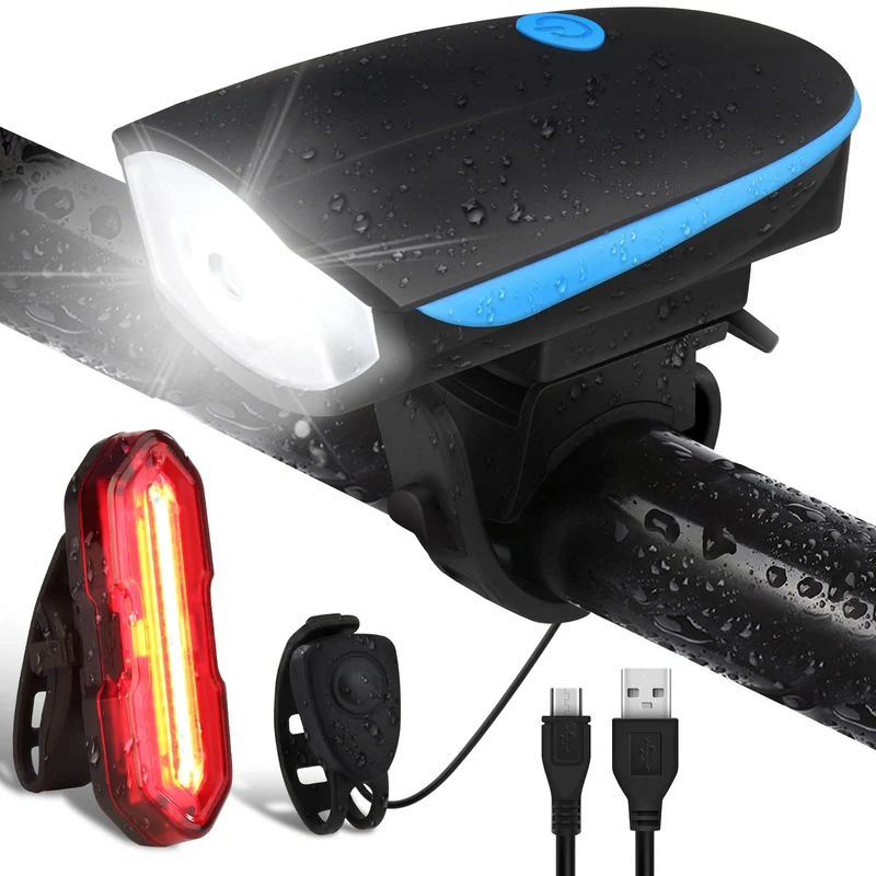 Luci Biciclette LED, Anteriore e Posteriore USB Ricaricabile e Impermeabile IP65, 1200 mAh luci MTB per Uomini Donne, Bambini, Combinazione di Luci per Mountain Bike Impermeabili