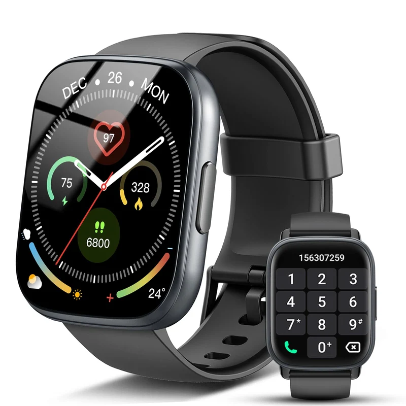 Smartwatch Uomo Donna, 1.95" Orologio Smartwatch con Chiamate Bluetooth, 110+ Modalità Sportive Fitness Tracker, Contapassi Watch con Sonno Cardiofrequenzimetro, IP68 Smart Watch per Android iOS, Nero