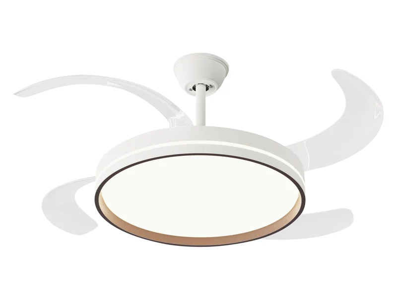 Ventilatore soffitto ripiegabile con luce diametro 122cm colore bianco e legno
