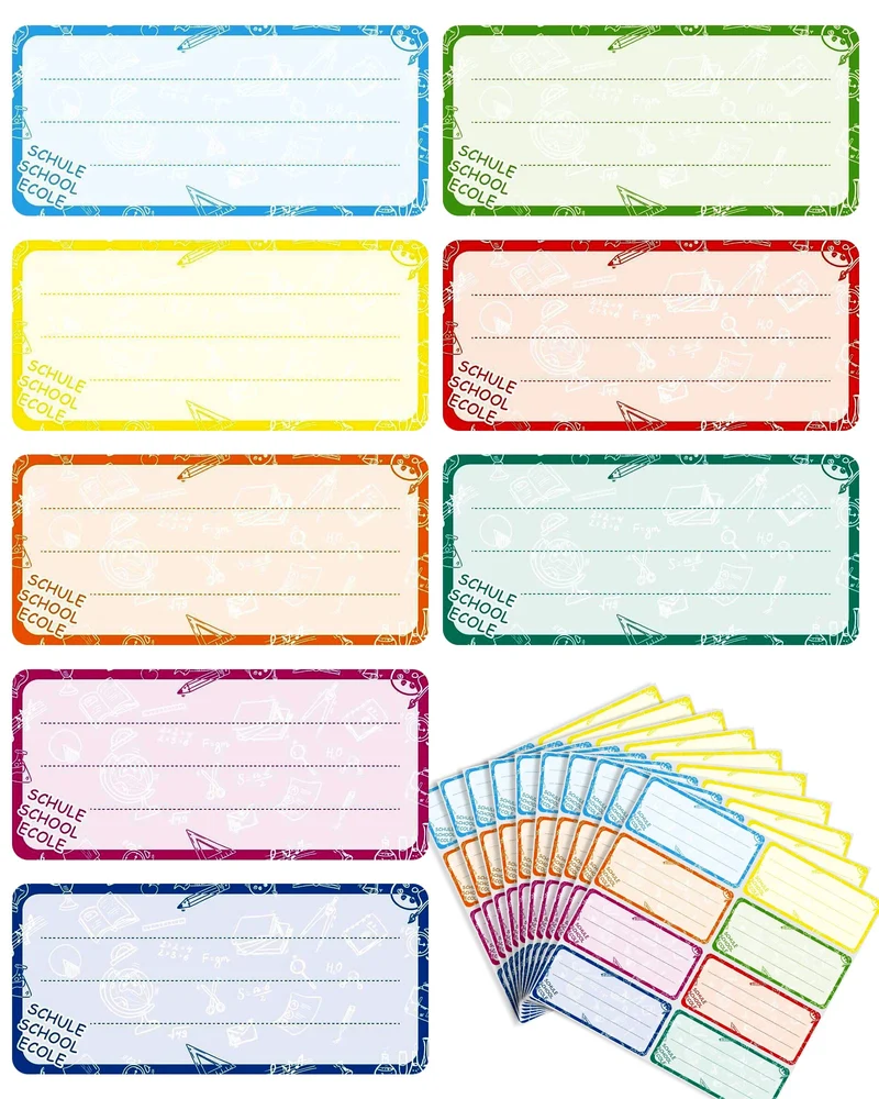 JEJA 80PZ Etichette Adesive Colorate, Etichette Su Cui Puoi Scrivere con Nome per Scuola, Barattoli Vetro, Quaderni, Libri, Barattoli, Cucina