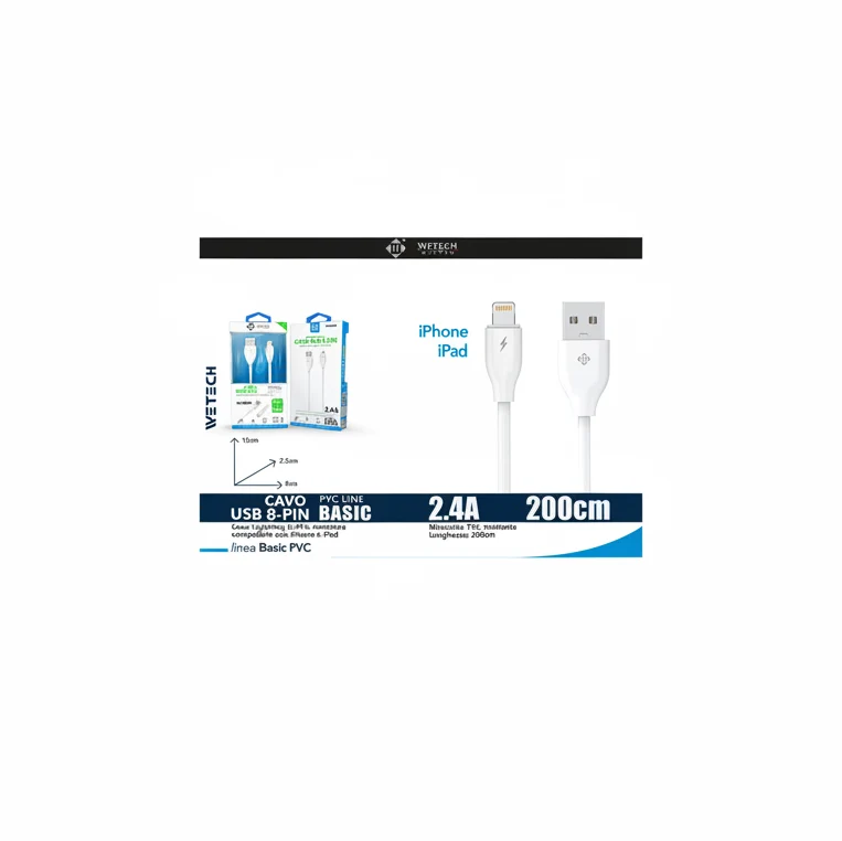 Wetech Cavo Lightning Basic 2.4A 200Cm-Bianco