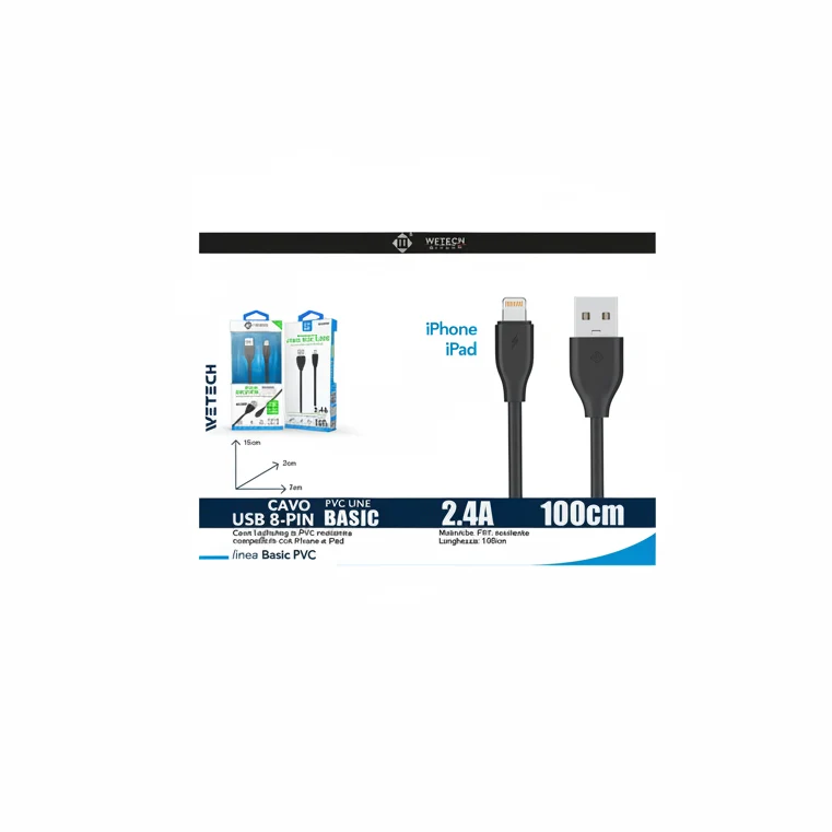 Wetech Cavo Lightning Basic 2.4A 100Cm-Nero