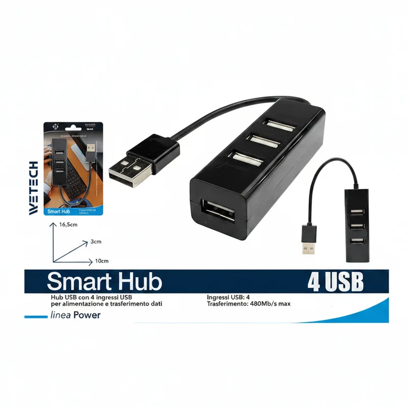 Wetech Hub Usb Con 4 Ingressi Per Trasferimenti Dati