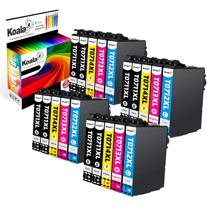Koala T0715 Cartuccia d'inchiostro Compatibili per Epson T0711 T0712 T0713 T0714 pour Stylus SX100 SX110 SX210 SX215 SX410 SX415 SX510W SX515W SX610FW DX4400 DX7450 DX8400 DX9400F, Pacco din 20