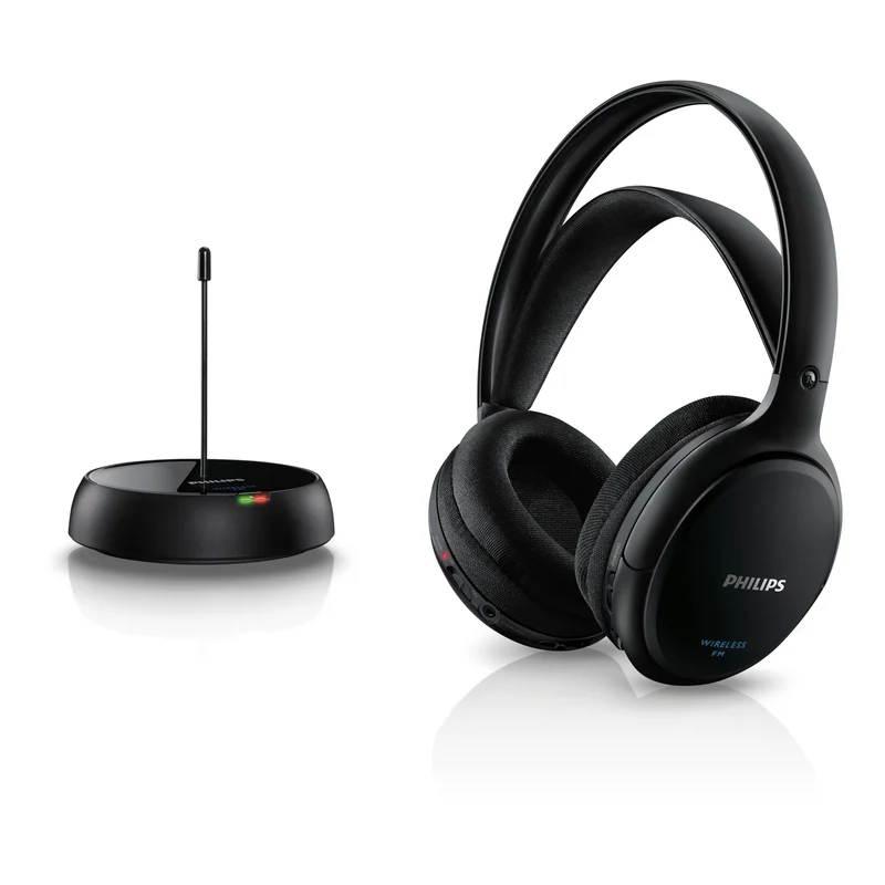 PHILIPS AUDIO SHC5200/10 Cuffie HiFi Wireless Sovrauricolari (32-mm-Driver, Trasmissione FM Wireless, Fascetta con Regolazione Automatica, Design Leggero, Ricaricabile) Nero