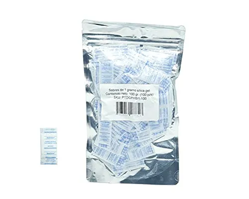 DeseCamen - Bustine di silice (100 sachetti - 1 gr) 100 grammi - Silice gel - Deumidificatore - Pacchetti disseccanti - Assorbitore di Umidità - Antiumiditá - inodore - non tossico