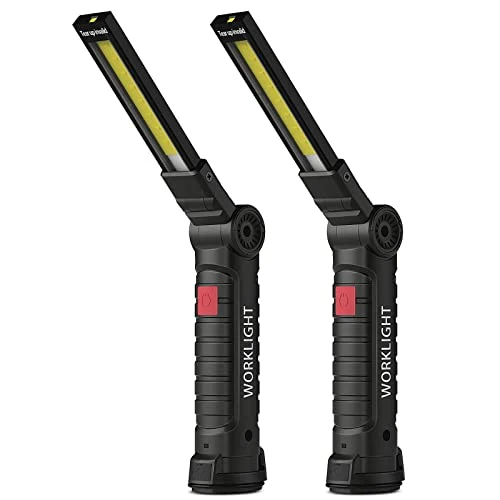 Coquimbo Festa del Papa Idee Regalo Torcia LED USB Ricaricabile COB Lampada da Lavoro Lampade di Ispezione Pieghevole con Base Magnetica e Gancio per Auto/Campeggio/Home e di Emergenza Uso (2 Pezzi)