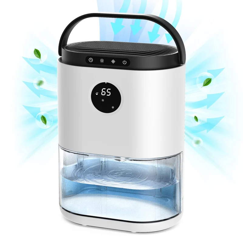 CONOPU DH-CS02 Deumidificatore Portatile, 2300 ml, Per Camera da Letto, Sbrinamento Automatico, Spegnimento Automatico, Controllo dell'umidità in 3 Modalità, Bianco