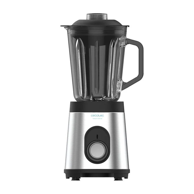 Cecotec Frullatore Power Black Titanium 1000 Inox, 1000 W, corpo in acciaio inox, lama a 6 lame con rivestimento in titanio nero, brocca in vetro da 1,5 l