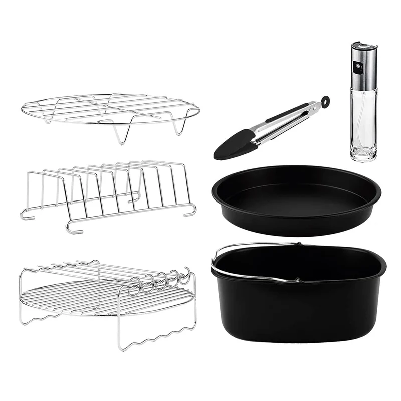 Cecotec Kit Accessori per Friggitrice Oil Free da 5 a 6,5 L Cecofry Pack Accessori 8 accessori, rivestimento antiaderente, lavabile in lavastoviglie, senza BPA