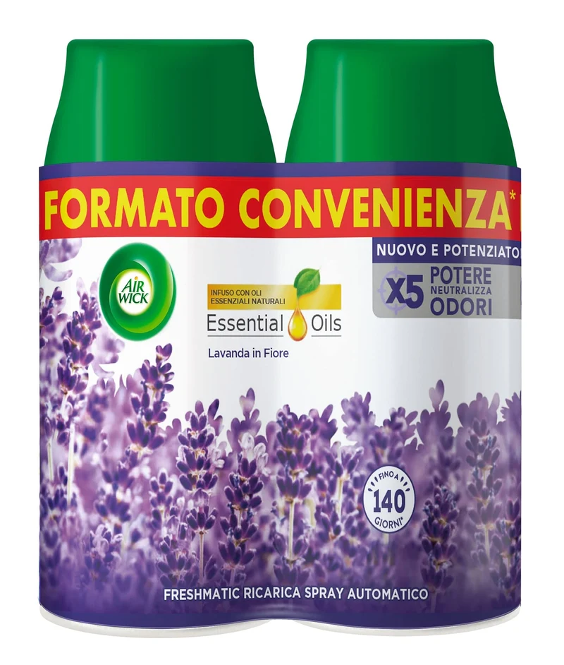 Air Wick Freshmatic Ricarica Bipacco Lavanda in Fiore Profumatore per ambiente 250 ml x 2