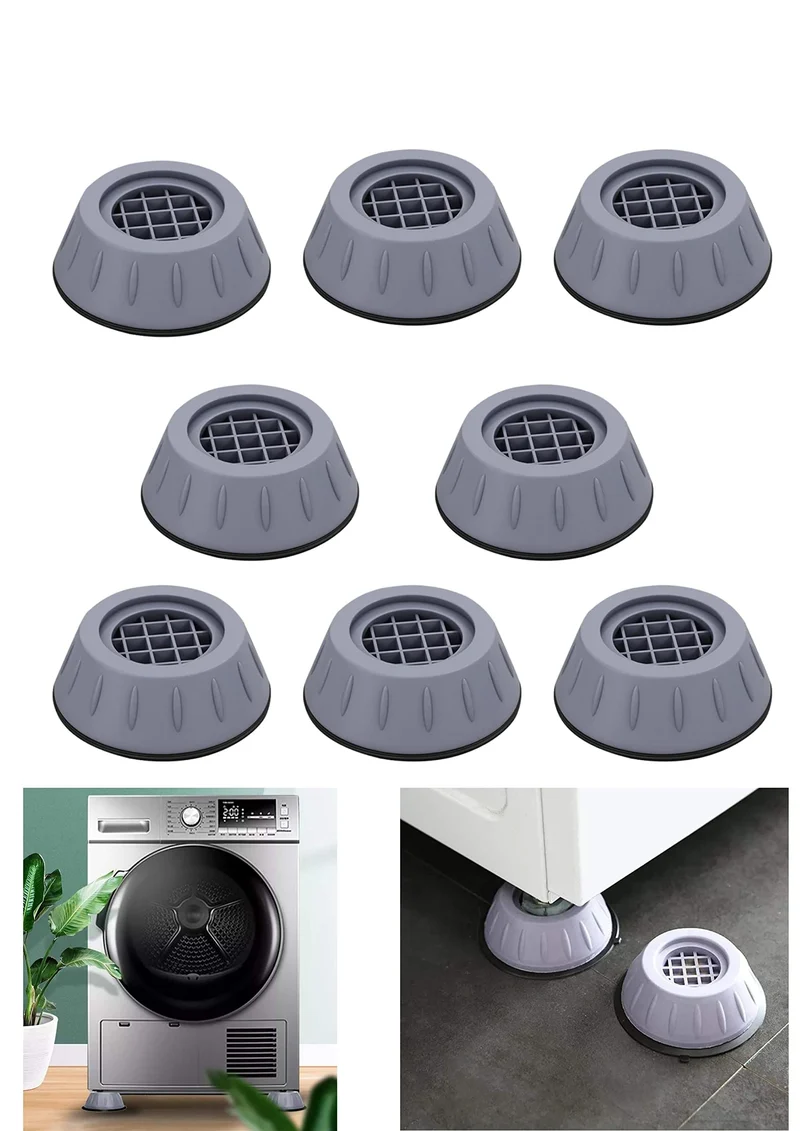 8 Pcs Piedini Antivibrazione Lavatrice Supporto Universale Contro le Vibrazioni Piedini di Gomma Antivibranti e Antiscivolo per Mobili ed Elettrodomestici