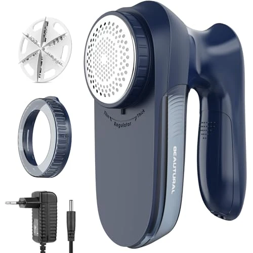 BEAUTURAL Levapelucchi Elettrico Domestico, Rasoio Elimina Pelucchi Potente ed Efficace per abiti e tessuti, con Alimentatore AC e Batteria per Rimuovere Lanugine, Perfetto per la Famiglia