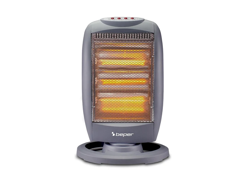 BEPER P203PAN010 Stufa Alogena Oscillante, 1200W, Basso Consumo Energetico, Silenziosa, Protezione termica, Grigia
