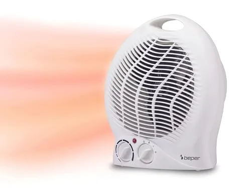 BEPER P203TER201 Termoventilatore da Bagno con Termostato Regolabile - Scaldino Elettrico Bagno Basso Consumo, 2000W