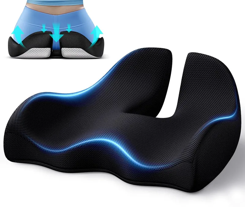 Benazcap Cuscino del Sedile, Cuscino Sedia Ufficio Coccige Ergonomico per Ufficio e Auto, Sollievo dal Dolore Sciatico, Cuscino Memory Foam con Fodera Lavabile, Supporto Lombare per Sedute Lunghe