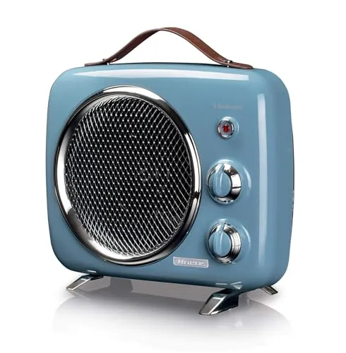 Ariete 808, Termoventilatore Vintage, Freddo e Caldo, Termostato regolabile, Maniglia per facile trasporto, 2000 W, Celeste
