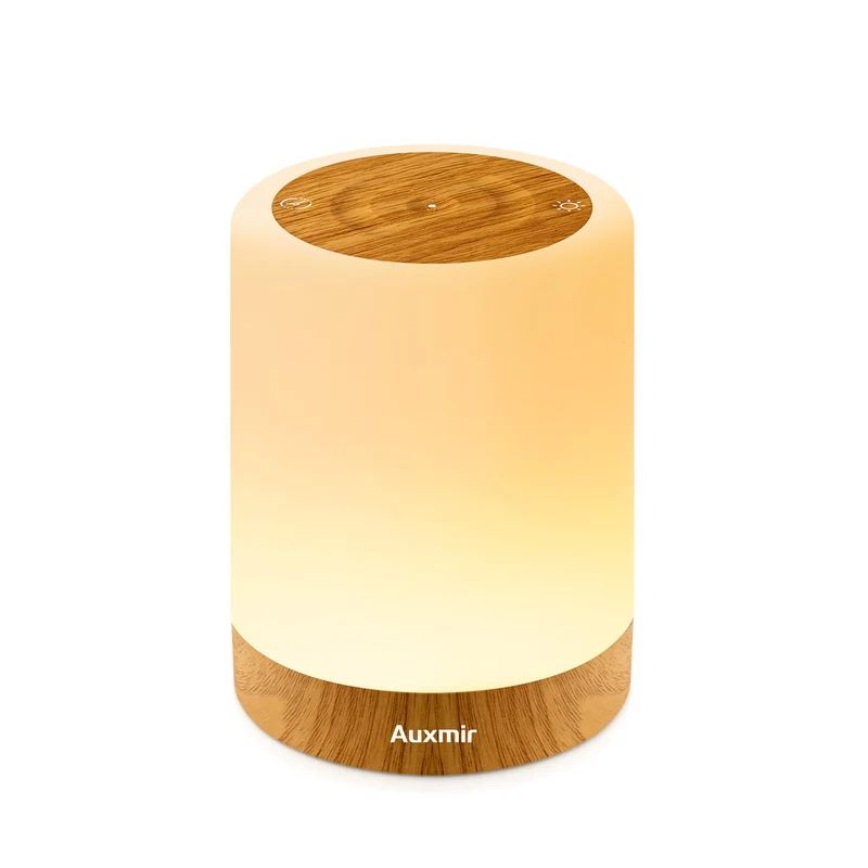 Auxmir Lampada da Comodino LED Touch, Luce Notturna senza Fili, Colori RGB, 4 Modalità, 5 Livelli di Luminosità, Ricaricabile, Funzione Timer, Lampada LED per Cameretta, Camera da letto, Soggiorno