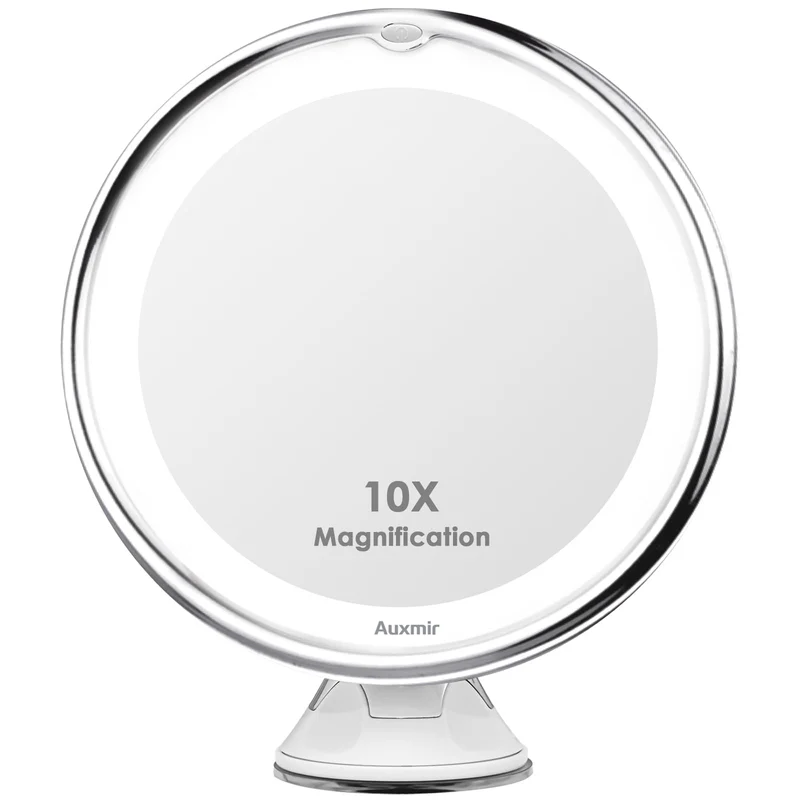 Auxmir Specchio Ingranditore 20X Specchio Trucco Illuminato LED Specchio a Ventosa 360° Girevole Portabile Luce Naturale Senza Fili Ideale per Casa e Viaggi