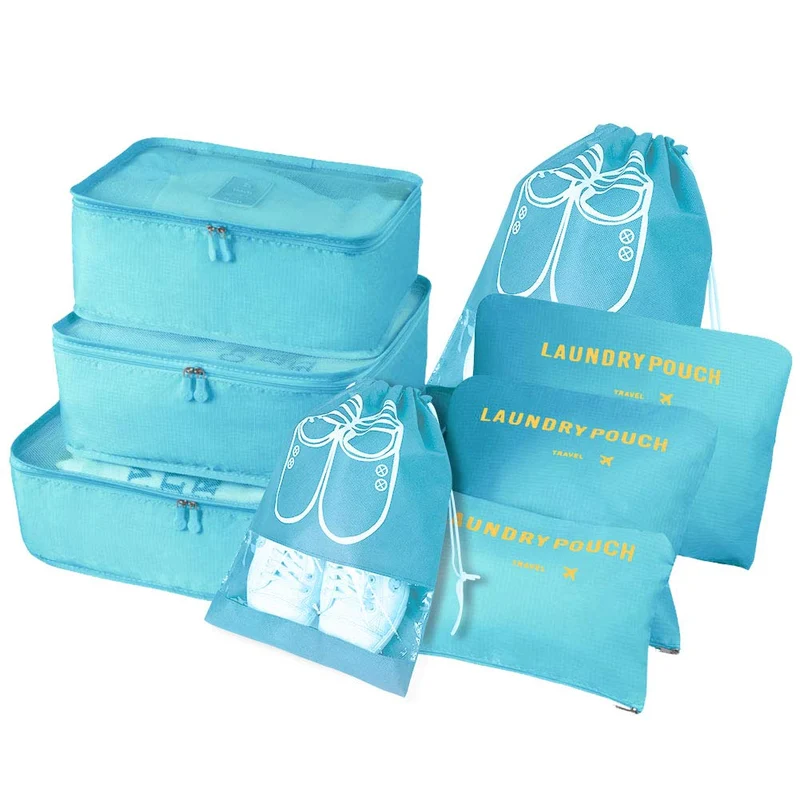 Vicloon Organizer Valigie, 8Pcs Sistema di Cubo di Viaggio, Separatori Buste Viaggio Travel Organizer, Abbigliamento Intimo Calzature Organizzatori Sacchi Valigia di Stoccaggio Set