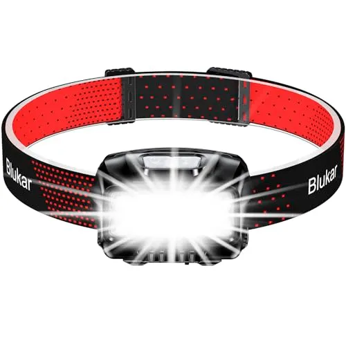 Blukar Lampada Frontale LED, Super Luminosa 2000L Torcia Frontale USB Ricaricabile con Sensore Movimento,8 Modalità di Illuminazione, IPX5 Impermeabile Lampade da Testa per Campeggio/Corsa/Pesca