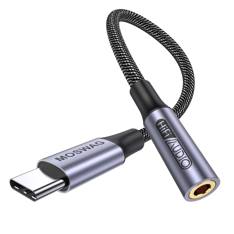 MOSWAG Adattatore jack per cuffie USB C a 3.5mm, adattatore audio USB C a cavo Dongle Aux per Samsung Galaxy S22 S21 S20 Ultra S20 + Nota 20 10 S10 S9 Plus, Pixel 4 3 2 XL, ipad Pro e altro ancora