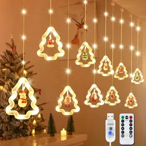 MOYKSRR Luci Tenda Natale, 3M Tenda luminosa a LED, Catena di Luci Decorative con Telecomando 8 Modalità Impermeabile LED Tenda Luminosa, Luci di Natale per Decorazioni Finestre, Feste, Giardino