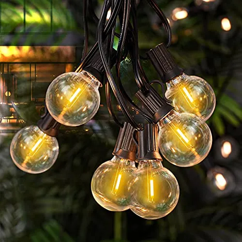 Zorela Catena Luminosa Esterno, 9.5M/30Ft G40 Luci da Esterno Giardino con 25+2 G40 LED Lampadine Infrangibile, Catena Luci Esterno Impermeabile IP44 per Natale, Giardino, Gazebo, Feste, Matrimonio